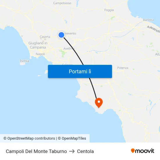 Campoli Del Monte Taburno to Centola map
