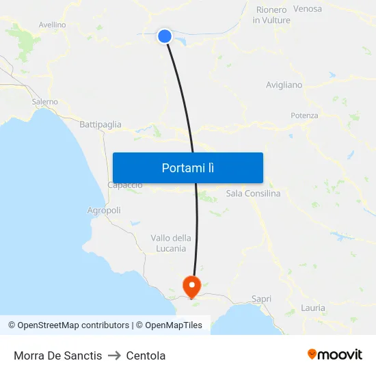 Morra De Sanctis to Centola map