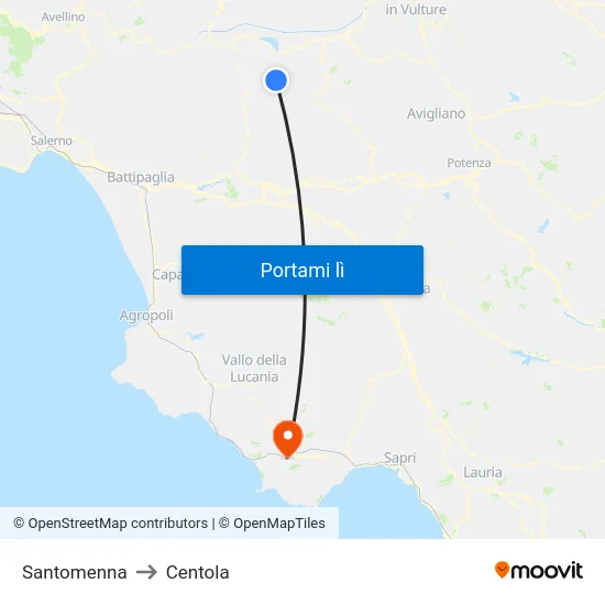 Santomenna to Centola map