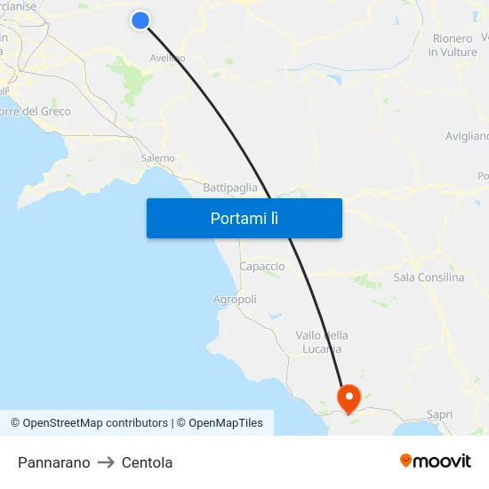 Pannarano to Centola map