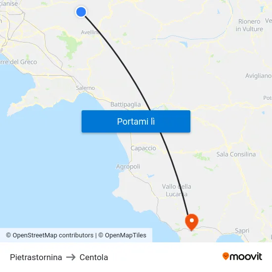 Pietrastornina to Centola map