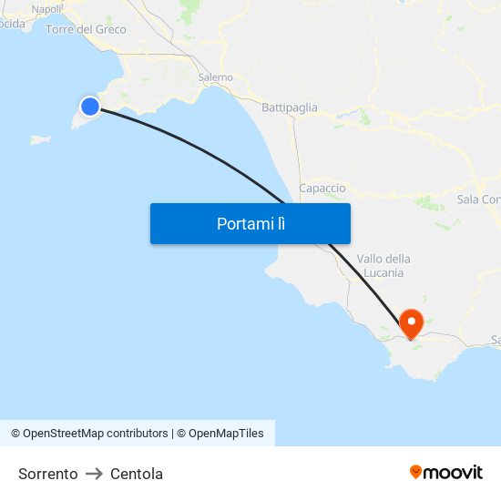 Sorrento to Centola map