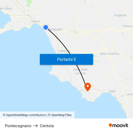 Pontecagnano to Centola map
