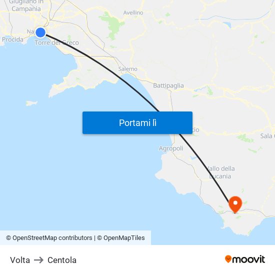 Volta to Centola map