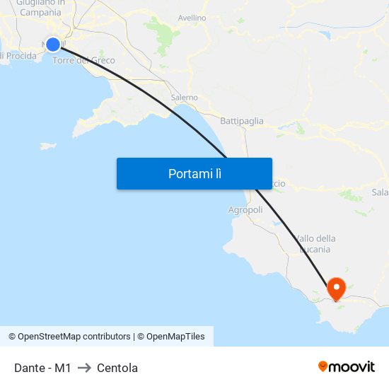 Dante - M1 to Centola map