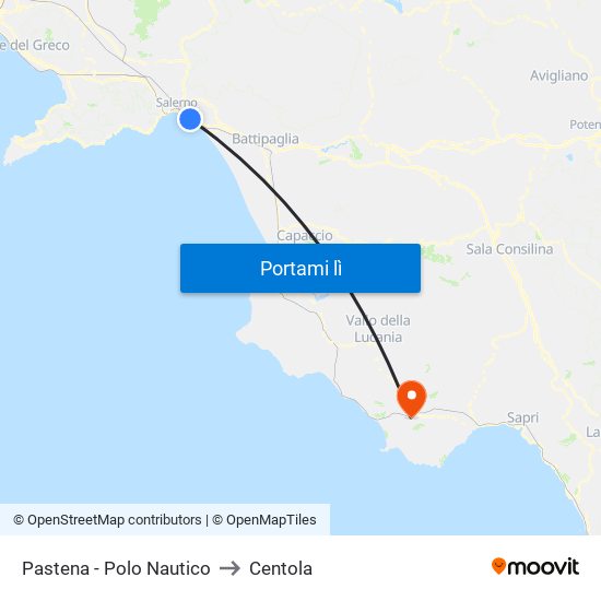 Pastena  - Polo Nautico to Centola map