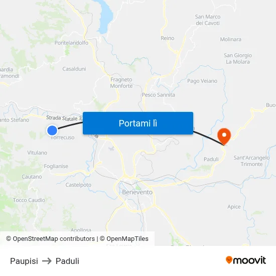 Paupisi to Paduli map