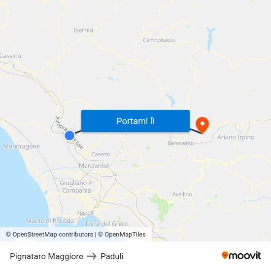 Pignataro Maggiore to Paduli map