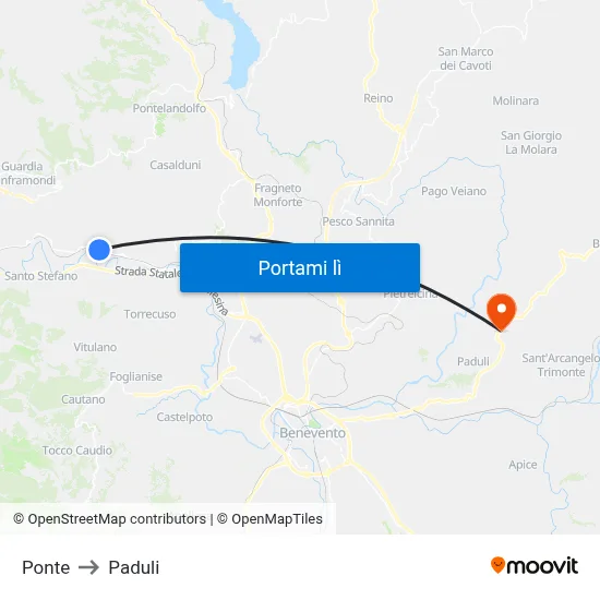 Ponte to Paduli map