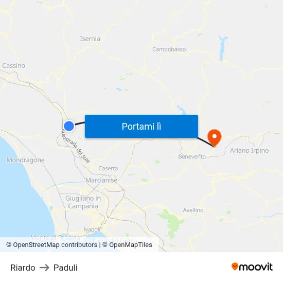 Riardo to Paduli map