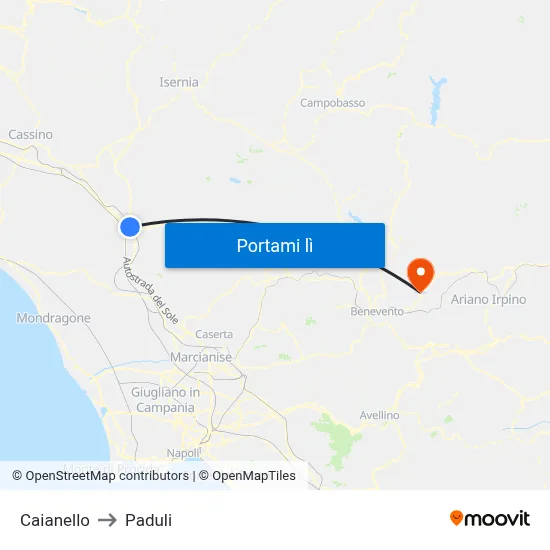 Caianello to Paduli map