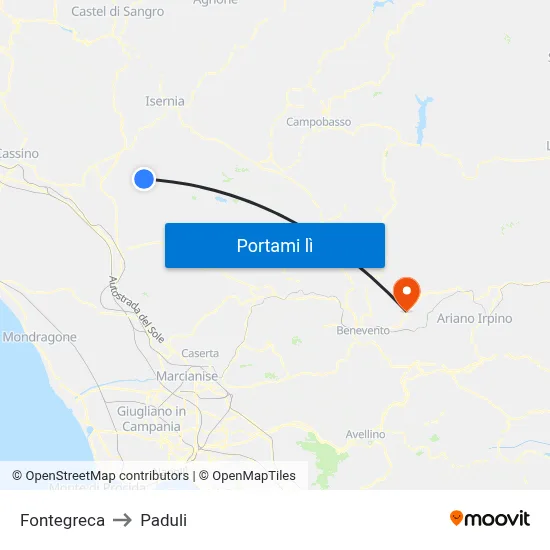 Fontegreca to Paduli map