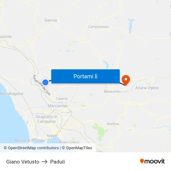 Giano Vetusto to Paduli map