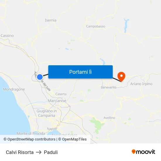 Calvi Risorta to Paduli map