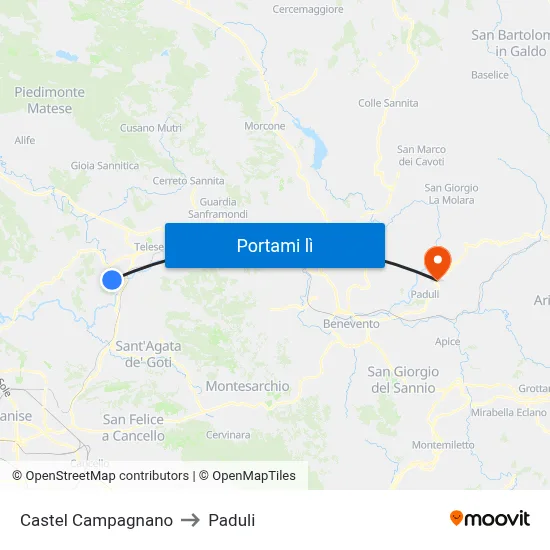 Castel Campagnano to Paduli map