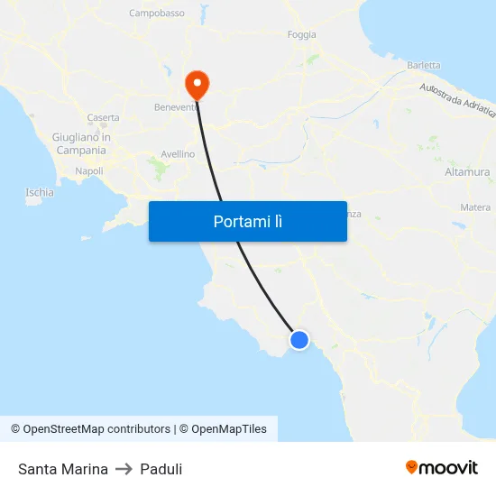 Santa Marina to Paduli map