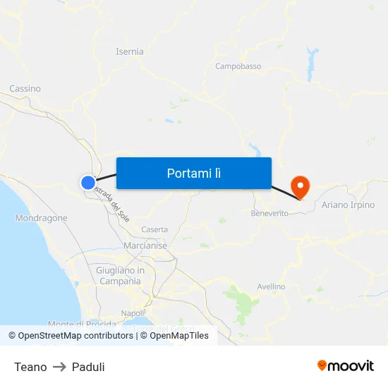 Teano to Paduli map