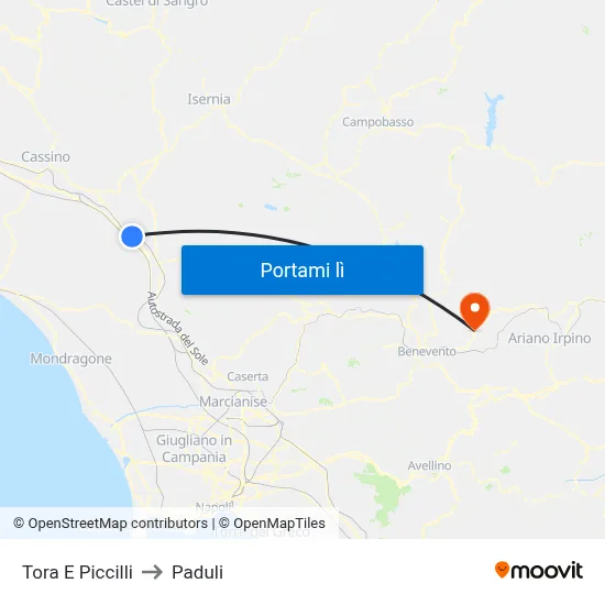 Tora E Piccilli to Paduli map