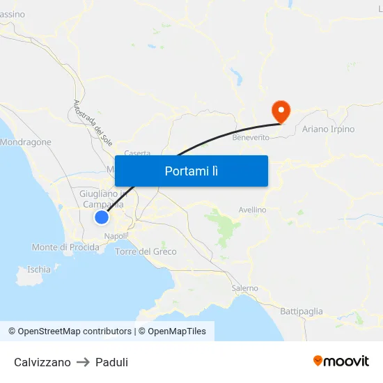 Calvizzano to Paduli map