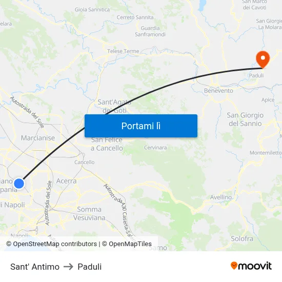 Sant' Antimo to Paduli map
