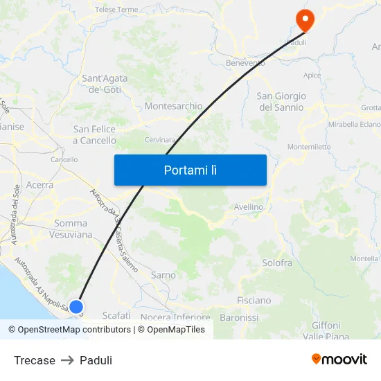 Trecase to Paduli map