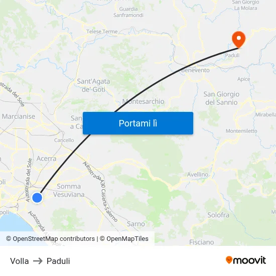 Volla to Paduli map
