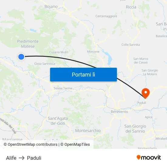 Alife to Paduli map
