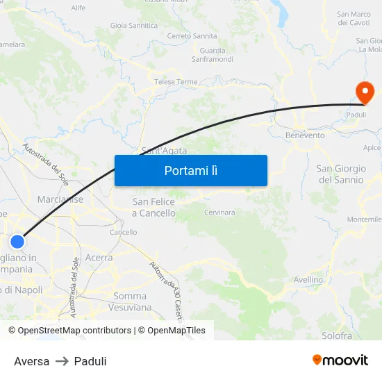 Aversa to Paduli map