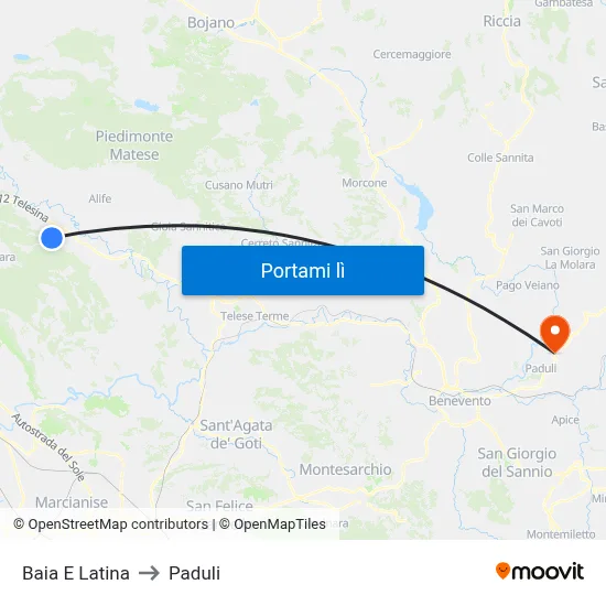 Baia E Latina to Paduli map