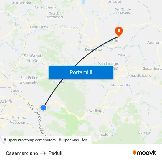Casamarciano to Paduli map
