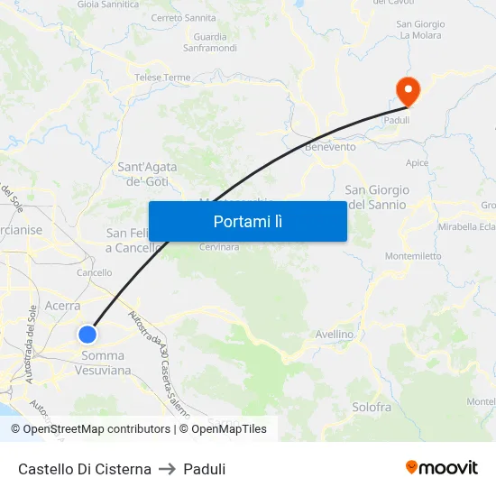 Castello Di Cisterna to Paduli map