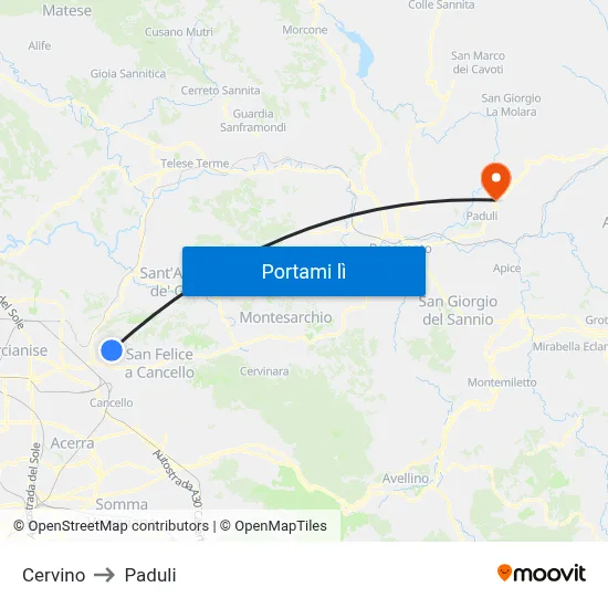 Cervino to Paduli map