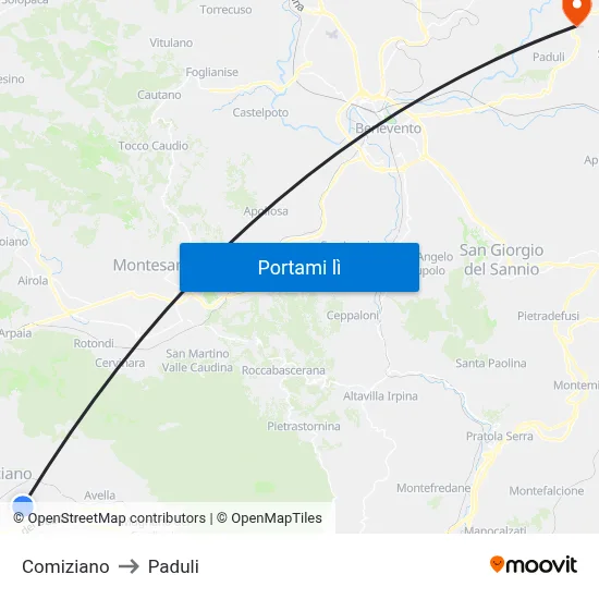Comiziano to Paduli map