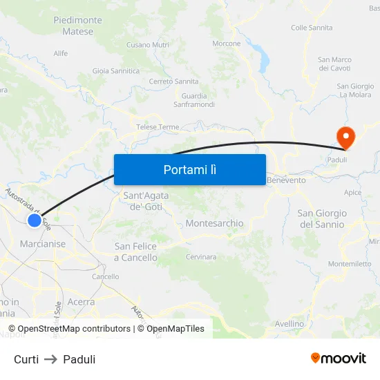 Curti to Paduli map
