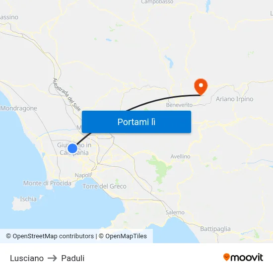 Lusciano to Paduli map