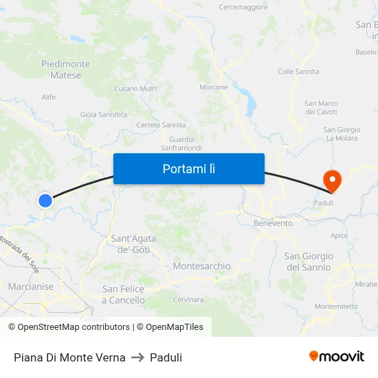 Piana Di Monte Verna to Paduli map