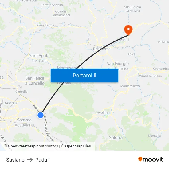 Saviano to Paduli map