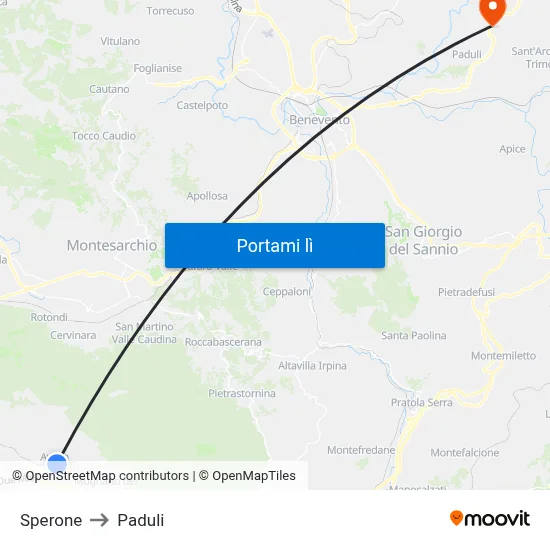 Sperone to Paduli map