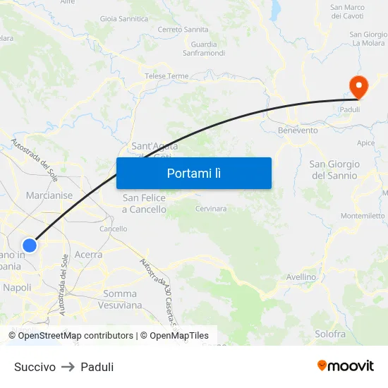 Succivo to Paduli map