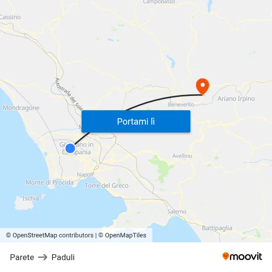 Parete to Paduli map