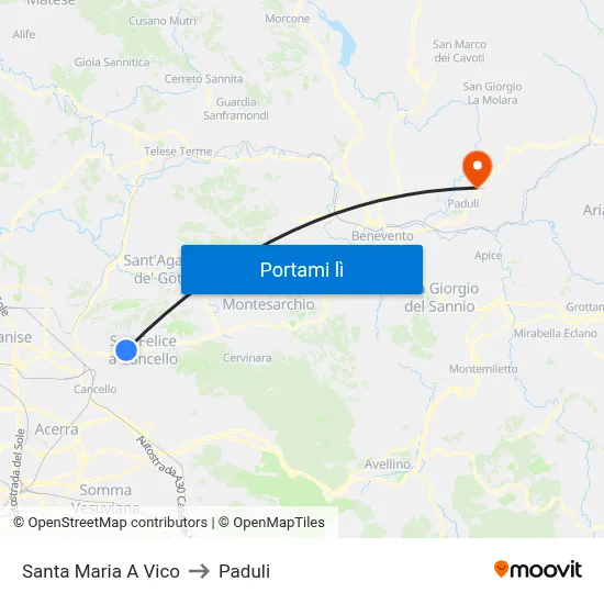 Santa Maria A Vico to Paduli map