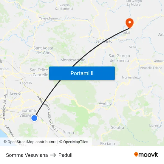 Somma Vesuviana to Paduli map
