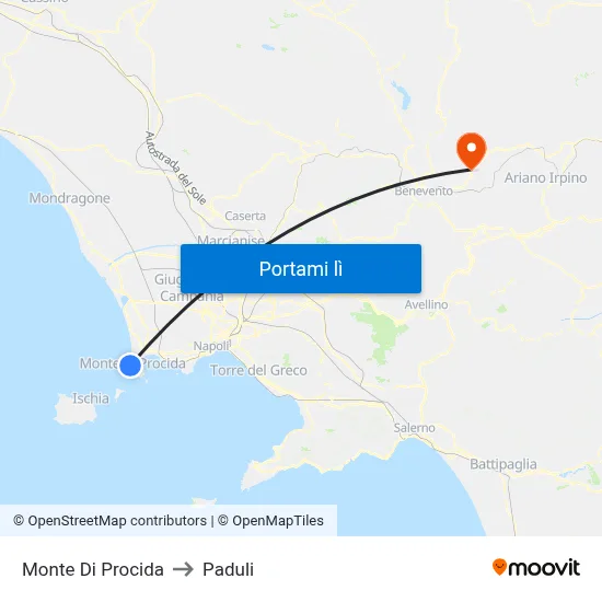 Monte Di Procida to Paduli map
