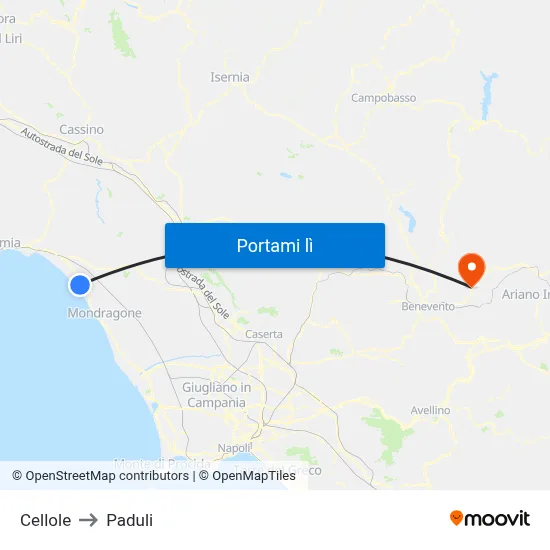 Cellole to Paduli map
