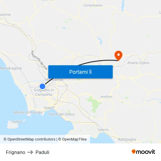 Frignano to Paduli map