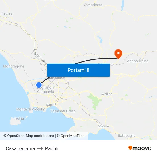 Casapesenna to Paduli map
