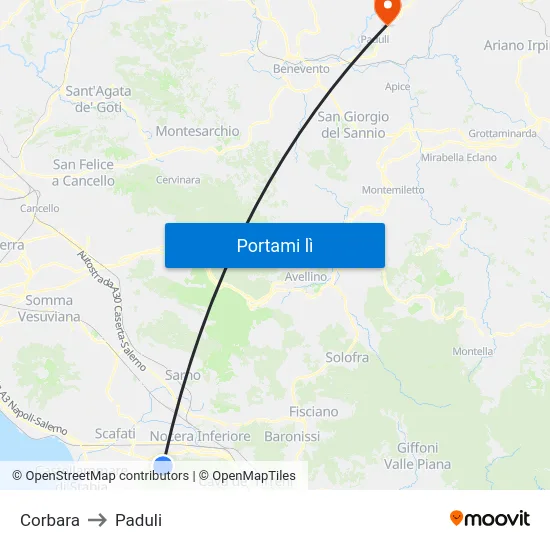 Corbara to Paduli map