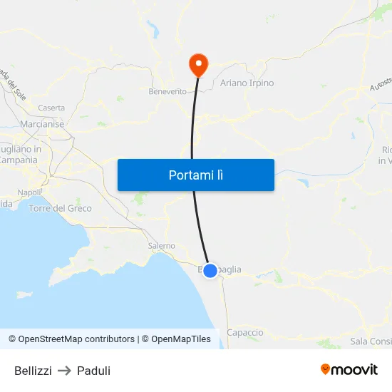 Bellizzi to Paduli map