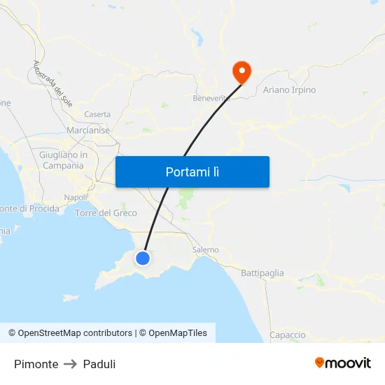 Pimonte to Paduli map