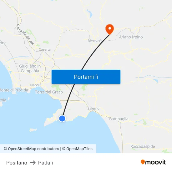 Positano to Paduli map
